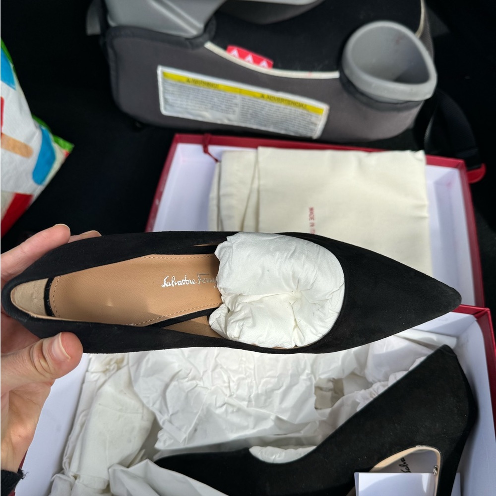 Sued Salvatore Ferragamo shoes